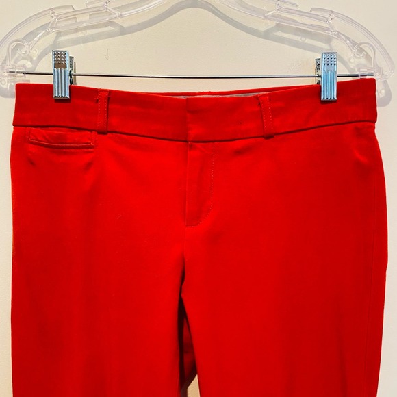 Banana Republic Sloan New Vermillion Bright Poppy Red Cotton Spandex Pants Sz 2 - Picture 7 of 11